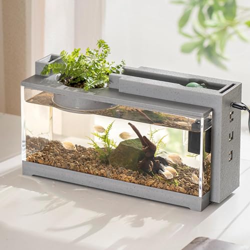 -Aquarium, Aquarium-Starter-Sets Mit Luftpumpe, Kleines Desktop-Aquarium, Dekoratives, Ruhiges Retro-Aquarium, Kleines Aquarium Für Betta-Fische, Garnelen, Goldfische von Fellflying