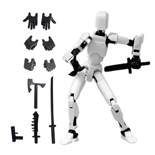 Titan 13 Actionfigur – T13 Actionfigur, 3D-gedruckt, Mehrgelenkig, Beweglich | 3D-gedrucktes Mannequin-Spielzeug, Beweglicher Roboter Mit Mehreren Gelenken | Enthält 3 Handtypen Und 4 Waffen von Fellflying