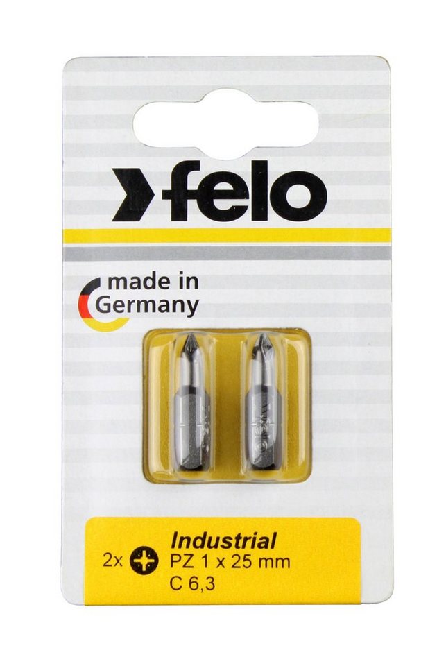 Felo Kreuzschlitz-Bit Felo Bit, Industrie C 6,3 x 25mm, 2 Stk auf Karte 2x PZ 3 von Felo