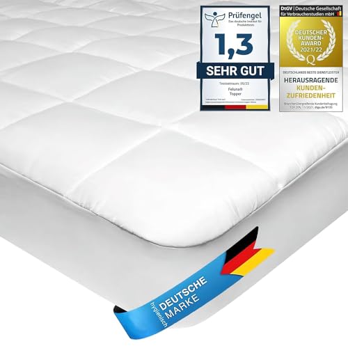 Feluna Mikrofaser Matratzen-Topper gepolsterter Matratzen-Auflage - Matratzenschoner Unterbett Microfaser-Polyester-Schoner mit Soft-Touch; 200 x 200 cm von Feluna