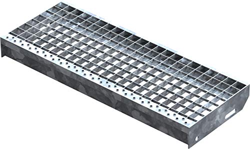Fenau – 700 x 270 mm - Gitterrost-Stufe (R11) XSL, MW: 30/30 mm, verzinkt, Stahl-Treppenstufe nach DIN-Norm, Fluchttreppen geeignet, Anti-Rutsch-Wirkung von Fenau