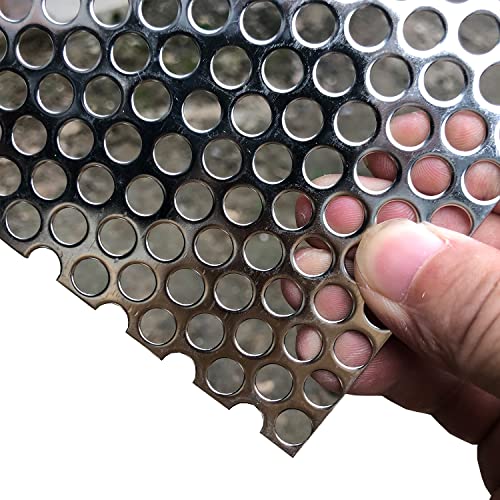 FengYoo 19 Gauge Perforierte Metallbleche Streckmetall Mesh Blende 8mm Dicke 1.1mm 400mmX200mm Perforierte Edelstahlblech Edelstahl Mesh Bildschirm Metall Bildschirm Panel von FengYoo