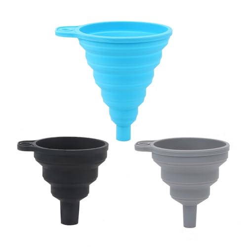Faltbare Silikon-Trichte,3Pcs Faltbarer Trichter Küchen-Silikontrichter für Flüssigkeits- und Pulvertransfer, für Küche, Wasserflasche (3 Größen) von Fenglin-joy