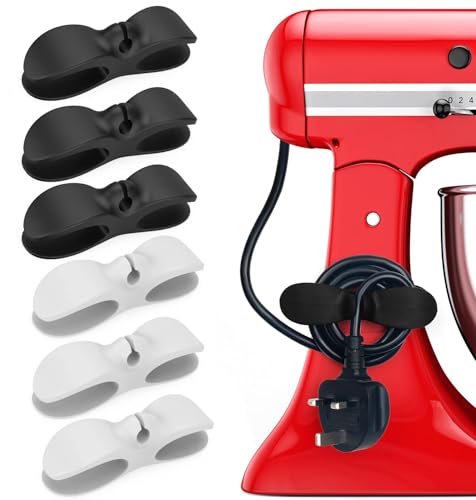 Küche Kabelwickler 6 Pack Kabelaufwickler Selbstklebend Kabelwickler with Stand Mixer,Air Fryer,Coffee Maker,Toaster Organizer-Clip von Fenglin-joy