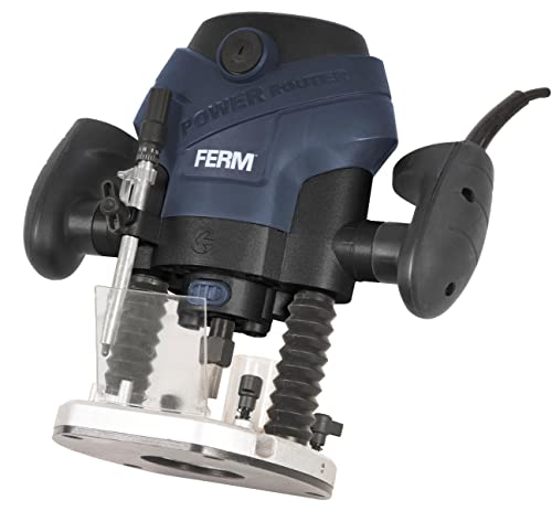 FERM PRM1015 Oberfräse - Fräsmaschine - 1300W - LED-Arbeitslicht - Soft griff - Mit Vakuum-Adapter - Inkl. Parallel Führung und 6-Teilige Nuthobelsatz von Ferm