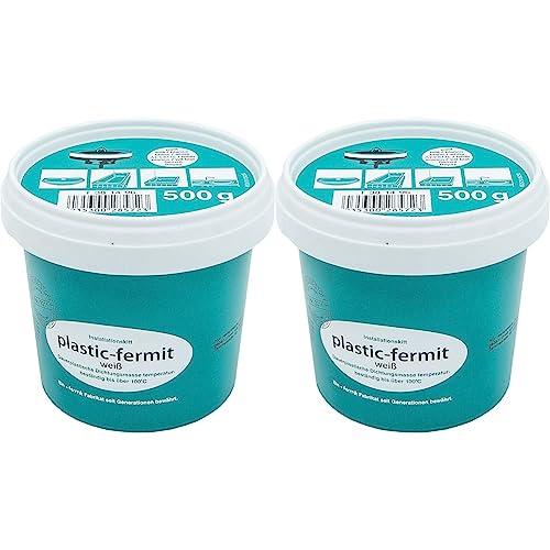 Plastic-Fermit weiß, Dauerplastische Dichtungsmasse, temperaturbeständig bis über 100°C (500g Dose) (Packung mit 2) von Fermit