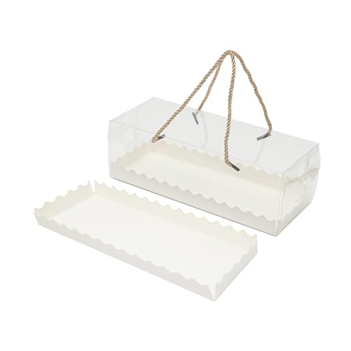 Fermoirper 60 X Gebäckkarton, Macarons Box Transparent Cupcake Box mit Seil Tragen und Aufkleber (je 44 * 21 * 13cm) von Fermoirper