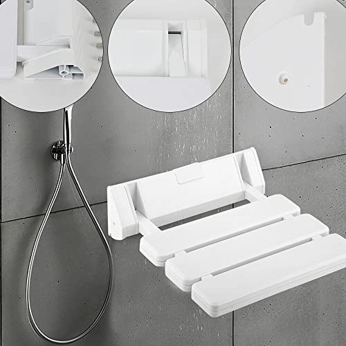 Klappsitz Duschsitz Dusch Stuhl Duschhocker Badehocker Klappbarer Wandmontage bis 130kg für Senioren Kinder (Weiß) von Fermoirper