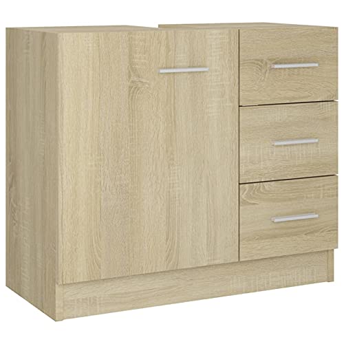 Fest-night Waschtischunterschrank Bad Möbel Unterschrank Unterschrank Waschbecken Badezimmer Unterschrank Waschbeckenunterschrank Badschrank Badmöbel Sonoma-Eiche 63x30x54 cm Spanplatte von Fest-night