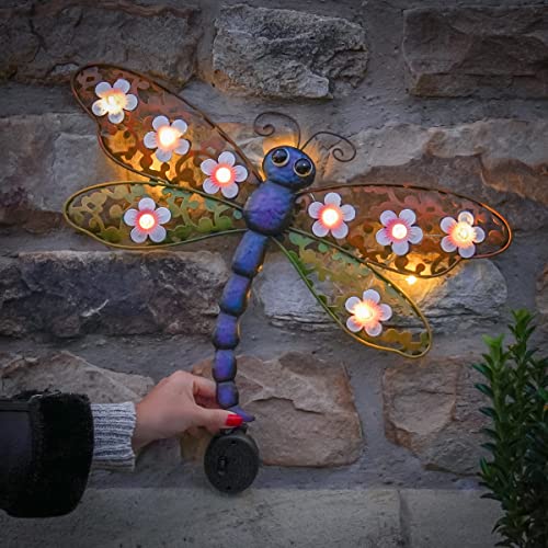 Festive Lights - Solar Metall Garten Tiere Wandlampe mit Warmweißen LEDs, IP44 Wasserdicht (Libelle) von Festive Lights