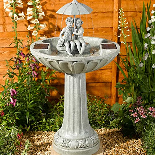 Festive Lights - Solar Regenschirm Wasserbrunnen - Outdoor Garten Ornamente Wasserspiel - Grau von Festive Lights