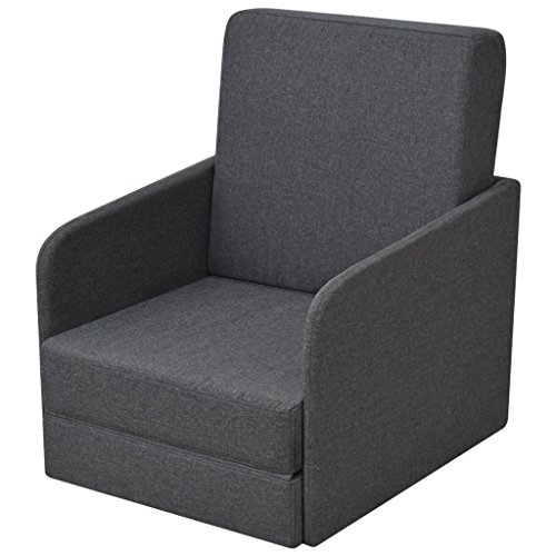 Festnight_ Ausziehbar Schlafsessel Komfort Armsessel Relaxsessel Sessel mit Schlaffunktion Stoffpolsterung 59,5 x 72 x 72,5 cm Dunkelgrau von Festnight