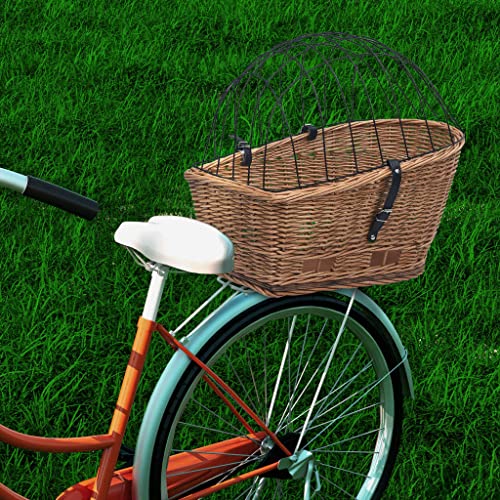 Festnjght Fahrradkorb Rattan Fahrradkorb für Hunde Hundekorb Fahrrad Hinten mit Abdeckung Fahrrad Hundekorb Hunde Fahrradkorb Hinten 55×31×36 cm Naturweide von Festnjght