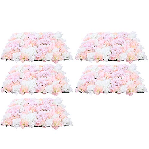 Blumenwand Seidenblumen Blassrosa Set aus 5 Kulissen Hochzeitskulisse Partylocation Dekoration weiß und rosa Seidenrosen, Hintergrund aus Kunstblumen Dekoration Hochzeit Party Heimdekoration von Fetcoi