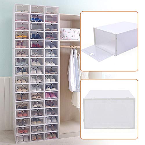 Fetcoi 20/24PCS Schuhbox Stapelbarer praktische Kunststoffbox mit durchsichtiger für Kleine AusrüStung Zeitschriften BüCher Schuhe (20) von Fetcoi