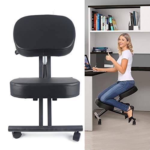 Fetcoi Kniestuhl Ergonomisch Bürostuhl Computerstuhl Kniehocker Ergonomischer Wirbelsäulen Korrektur W/ 4 Rollende Räder von Fetcoi