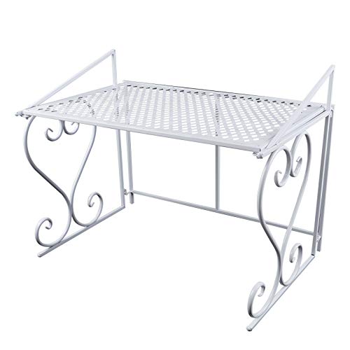 Mikrowellen Regal Küchenregal Arbeitsplatte Mikrowellenständer Metall Shelf 55 x 36 x 46 cm Gewürzregal, Belasted bis 25KG (Weiß) von Fetcoi