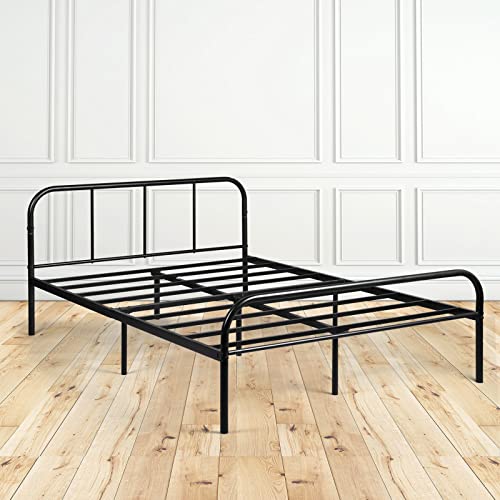 FetiNes Doppelbett Metallbettrahmen | Modern Bettgestell mit Lattenrost für Gästebett Jugendbett Schlafzimmerbett | Stauraum unter dem Bett | 140x190 cm | Schwarz von FetiNes