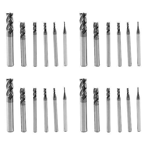Ficher 24 Stücke 4 Flöten Schaftfräser Set für Stähle Platz Cnc Metall Fräser Spiral Fräser Durchmesser (1 2 3 4 6 8mm) von Ficher