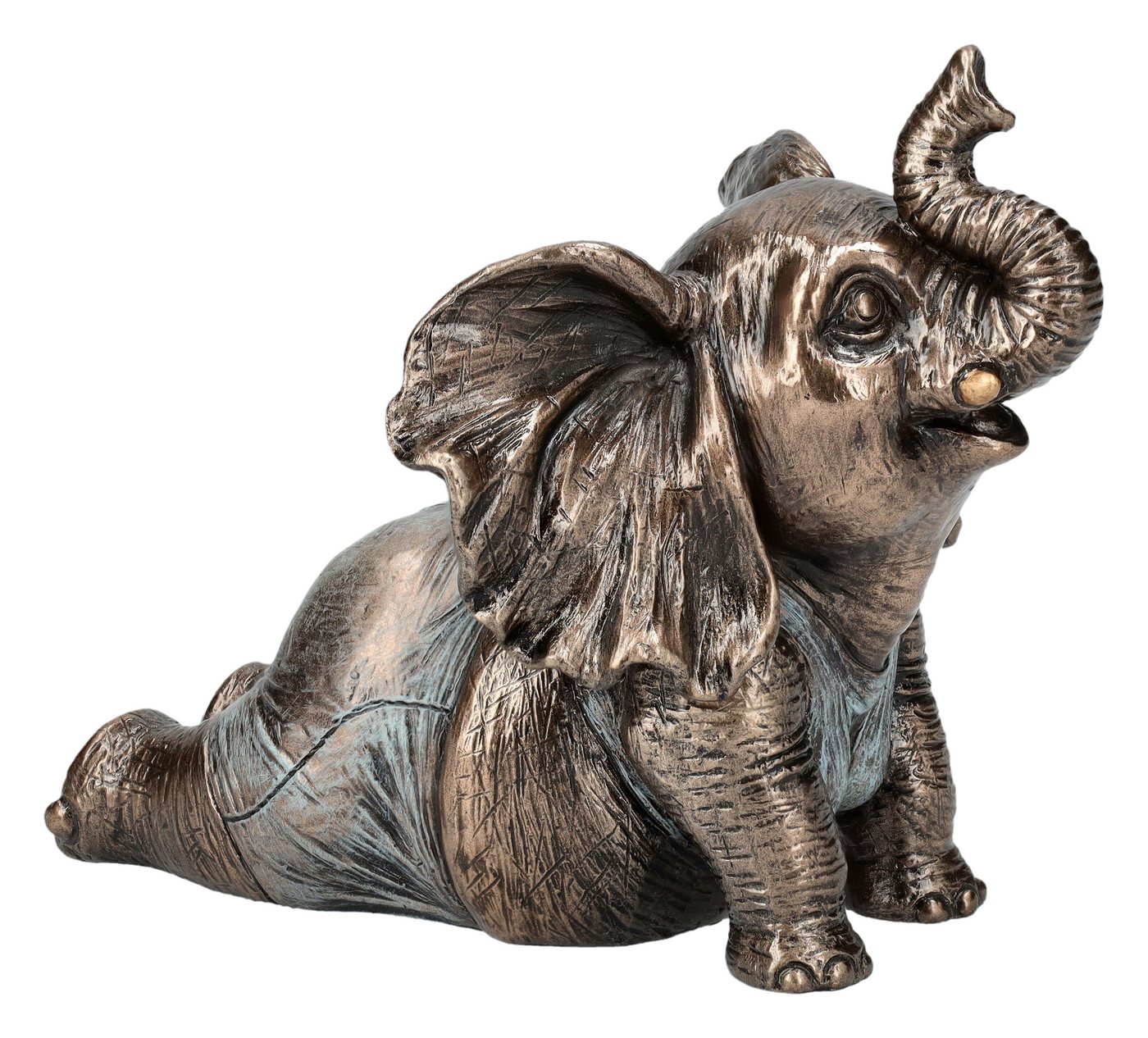 Figuren Shop GmbH Tierfigur Elefanten Figur beim Yoga - Kobra - Fantasy Tierfigur Dekoration Dekof von Figuren Shop GmbH