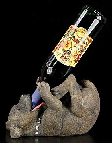 Staffordshire Bullterrier Figur als Flaschenhalter | Flaschenständer, handbemalt von Figuren Shop GmbH