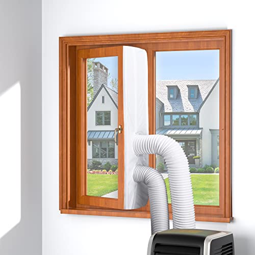 Fiitas Fensterversiegelung 400CM, Kit Fensterabdichtung für Mobile Klimageräte, Schließen*4, Einzel- und Doppelschläuche erhältlich, Ideal für Mobile Klimaanlagen und Trockner, kein Bohren, Weiß von Fiitas