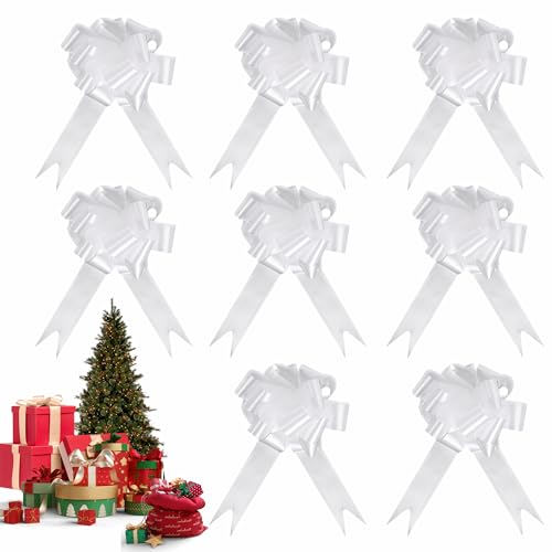 Fililogor 30 Stück Schleifen für Hochzeiten, große Schleifen für Weihnachten, breite Pull Bow aus Organza für Blumensträuße, Körbe, Hochzeiten, Valentinstagsgeschenke, Hochzeitsautos (weiß) von Fililogor