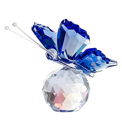 Fililogor Kristall Schmetterling mit Glas Base, Schmetterlingsdekoration aus Glas für Dekoration von Wohn- und Schlafzimmerdekorationen (Blauem) von Fililogor