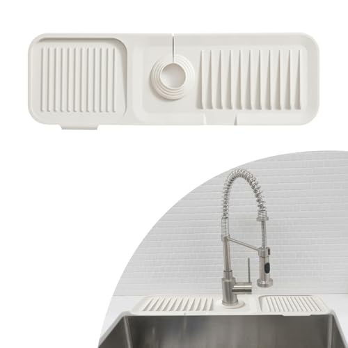 Fililogor Silikon-Wasserhahn-Matte Beige Küchenspüle, Spritzschutz automatische Entwässerung für Spülbecken Küche und Bad (45cm, Beige) von Fililogor