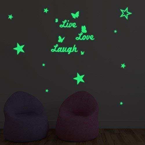 Fillplus Wall Love Laugh & Stars Leuchtende Aufkleber, Wandmalereien, Kunst, Wohnzimmer, Kindergarten, Schule, Restaurant, Hotel, Café, Büro, Dekoration, Heimdekoration, PVC, Mehrfarbig, 100 x 100 x von WALPLUS