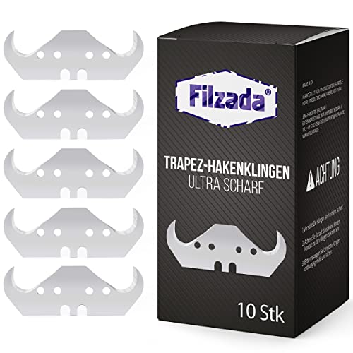 Filzada® 10x PROFI Hakenklingen für Teppichmesser - Ultra scharfe Teppichmesser Hakenklingen - 0,65 mm stark von Filzada