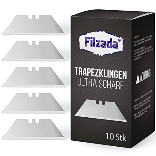 Filzada® 10x PROFI Trapezklingen für Teppichmesser - Ultra scharfe Teppichmesser Klingen - 0,6 mm stark von Filzada