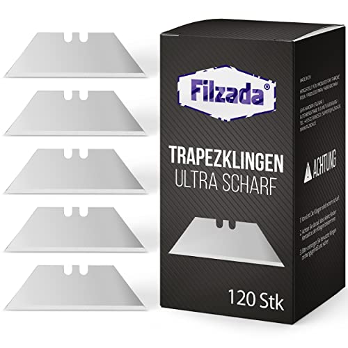 Filzada® 120x PROFI Trapezklingen für Teppichmesser - Ultra scharfe Teppichmesser Klingen - 0,6 mm stark von Filzada