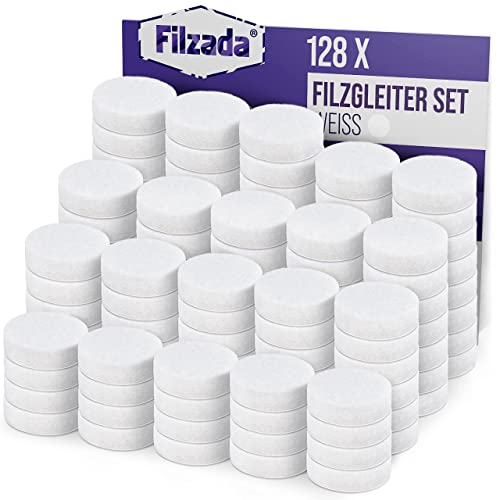 Filzada® 128x Filzgleiter Selbstklebend - Ø 20 mm (rund) - Weiß - Profi Möbelgleiter Filz Mit Idealer Klebkraft von Filzada