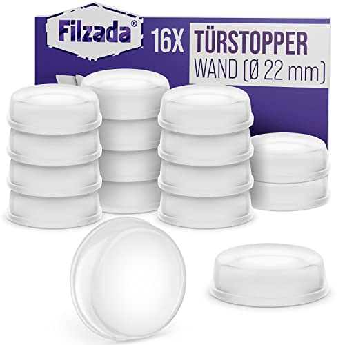 Filzada ® 16x Türpuffer transparent Ø 22mm - Türstopper Wand selbstklebend - Abstandshalter Wand/Elastikpuffer zum Wandschutz von Filzada