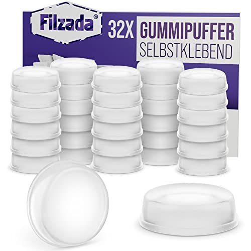 Filzada ® 32x Türpuffer transparent Ø 12mm - Türstopper Wand selbstklebend - Abstandshalter Wand/Elastikpuffer zum Wandschutz von Filzada
