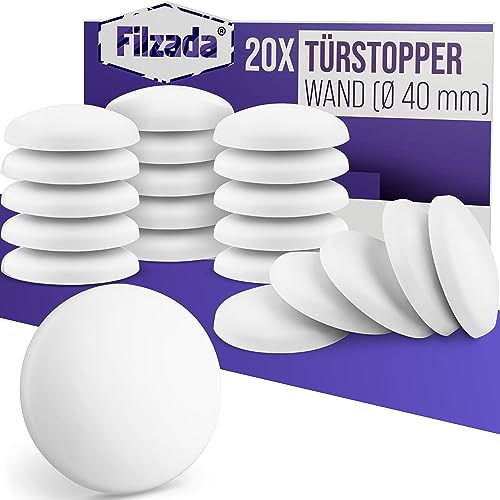 Filzada ® 20x Türstopper Wand selbstklebend weiß - Türpuffer zum Wandschutz - Türstopper für Türklinken zum Stoßschutz gegen Türanschlag für Wand von Filzada