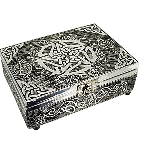 Find Something Different Etwas Finden Verschiedene Holz geprägt Silber Finish Keltisches Pentagramm Tarot Box, Mehrfarbig von Find Something Different