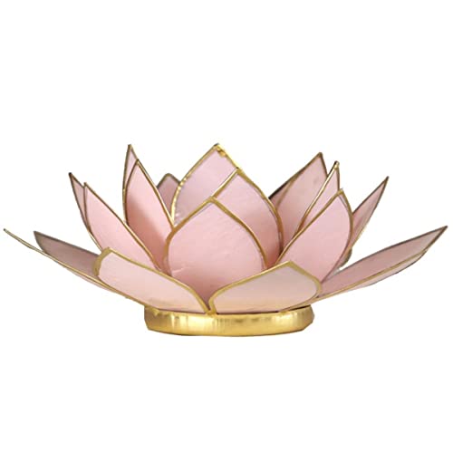 Lotus Teelicht Kerzenhalter aus Capiz Muscheln in hellrosa von Find Something Different