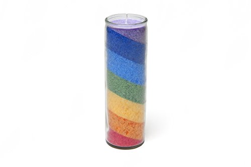 Regenbogen Chakra Stearin Kerze mit Glas neutral im Duft Brenndauer 100 Stunden von Find Something Different
