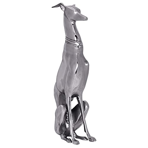 FineBuy Dekoration Design Dog aus Aluminium silbern Windhund Skulptur Hundestatue von FineBuy Möbel zum Wohlfühlen