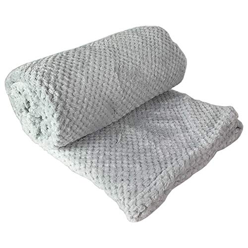 Premium Wolldecke Kuscheldecke Decke Sofadecke Wohndecke Flanell-Decke Jacquard 155x200cm Grau von FineHome