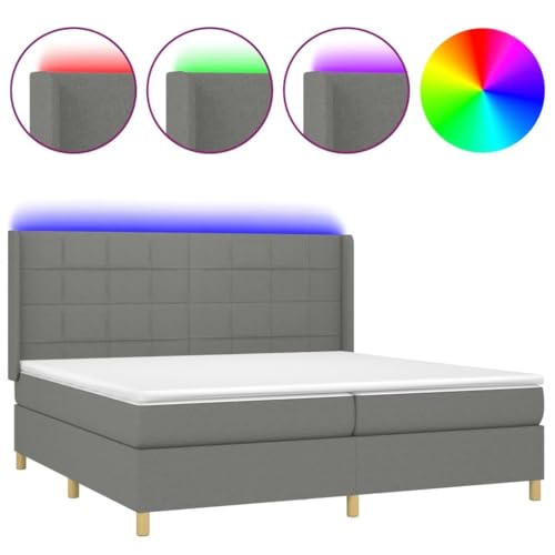 Finlon-Bett Boxspringbett mit Matratze und dunkelgrauem Stoff – 200 x 200 cm – hochwertiges Komfort-Schlafmöbel-Grau(200 x 200 cm) von Finlon