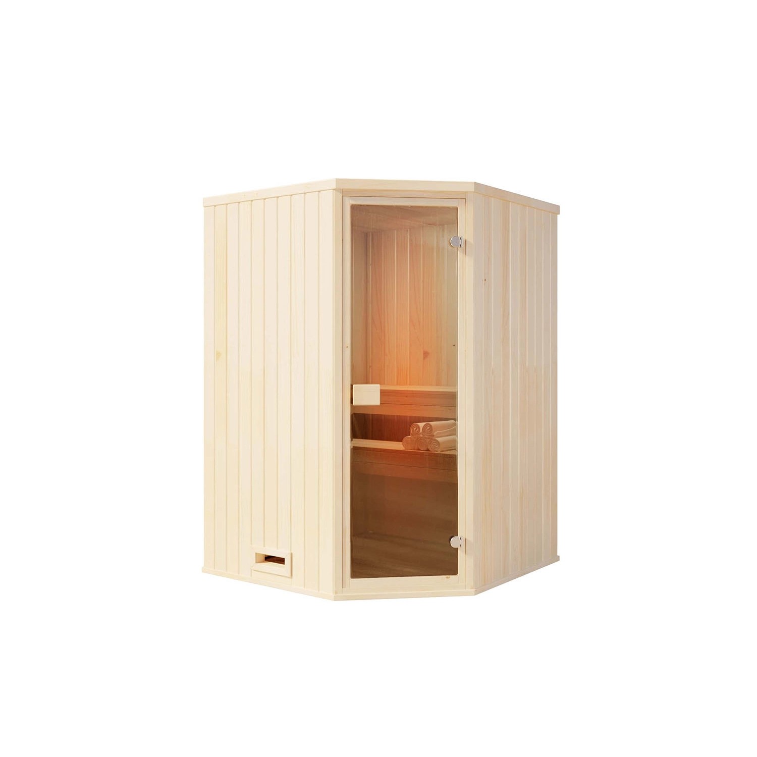 Finntherm Sauna Corner Naturbelassen 194 cm x 144 cm Wandstärke 40 mm von FinnTherm