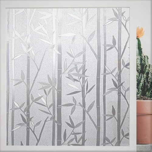 Finnez Fensterfolie Bambus Sichtschutz Folie Fenster Selbstklebend Selbsthaftend Blickdicht Klebefolie 3D Dekofolie Statisch Anti-UV für Badezimmer Schlafzimmer Küche 30 x 400cm von Finnez