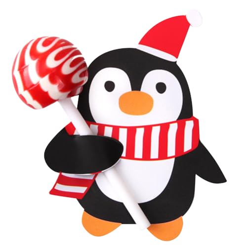 Fiorky 50 Stück Weihnachts-Lutscher-Papierkarten, Dekorationen, Verpackungskarten, Festival-Thema, Weihnachtsmann, Pinguin, Schneemann, Papier-Süßigkeitshalter, Kinder,Süßigkeiten, Geschenke von Fiorky