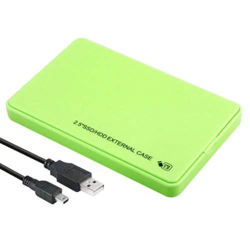 Fiorky USB2.0 Mobiles Festplattengehäuse, 480 Mbit/s, 2,5-Zoll-Festplattengehäuse, SATA, tragbare Solid-State-Laufwerksbox for Laptop, Tablet (grün) von Fiorky