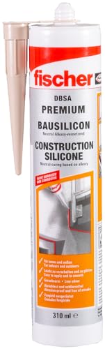 FISCHER Bausilicon DBSA, geruchsarmes Premium Silikon, wetterfeste Dichtmasse für Innen- & Außenbereich, Kartusche für zahlreiche Anwendungen und Baustoffe, 310 ml, betongrau von fischer