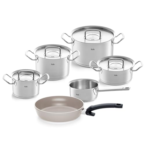 Fissler Original-Profi Collection/Edelstahl-Kochtopfset, 6-teilig, inkl. Metall-Deckel + Ceratal Comfort Keramikpfanne 24 cm - Induktion von Fissler