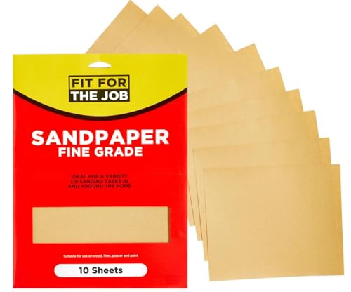 Fit For The Job 10 große Blätter im A4-Format, feines Schleifpapier zum Schleifen von Holz, Möbeln, Metall, Putz für Heimwerkerarbeiten, Dekorieren und mehr, 230mm x 280mm von Fit For The Job